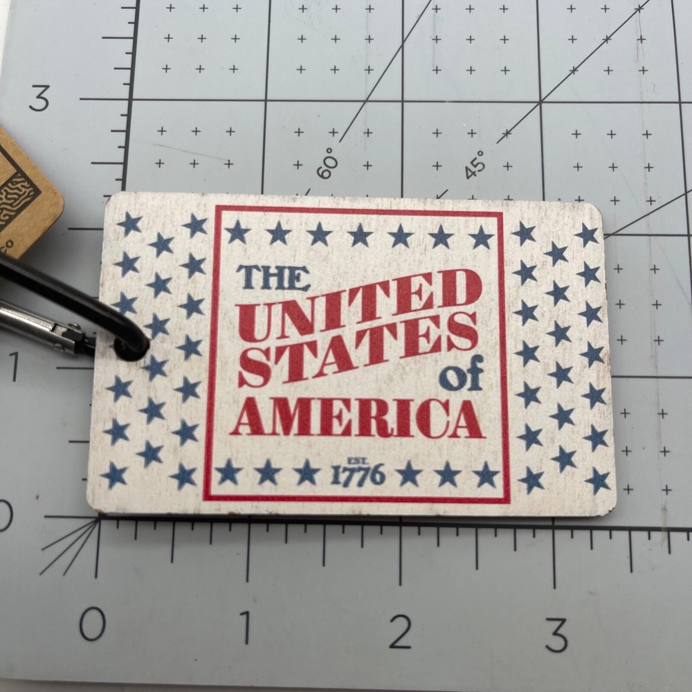 Metal and Wood Co Luggage Tag Travel USA United States of‎ America 1776